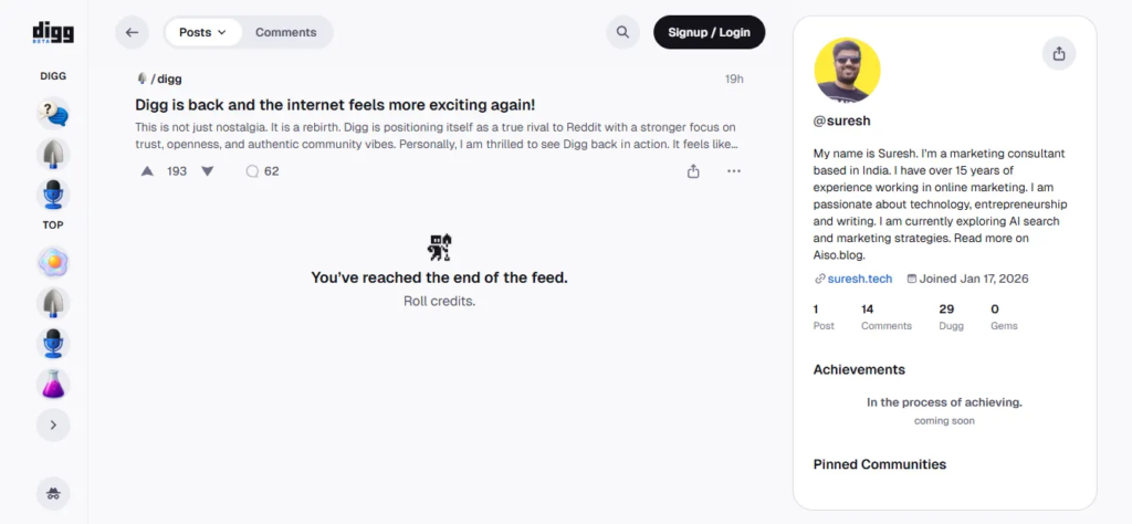Suresh on Digg.com at Aiso blog.