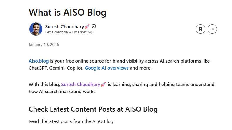 linkedin parasite seo example at AISO blog