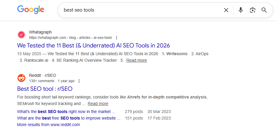 reddit seo example at AISO Blog